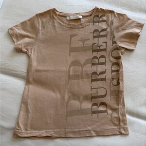 Burberry Kids Short Sleeve Tee in Light Brown Logo Print